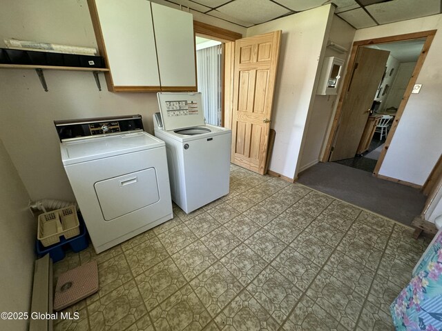 113 Forest Ave, Caroga, NY 12032 - clothes washing area with cabinet space, separate washer and dryer, and baseboards