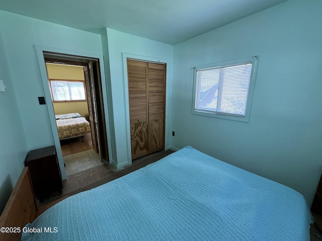 113 Forest Ave, Caroga, NY 12032 - bedroom with a closet, baseboards, and wood finished floors