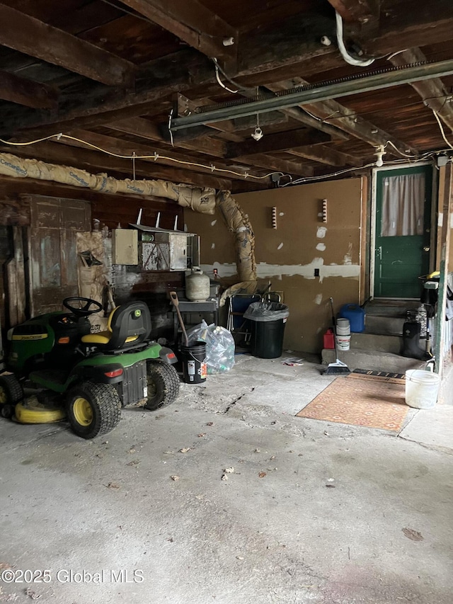 interior space with a garage