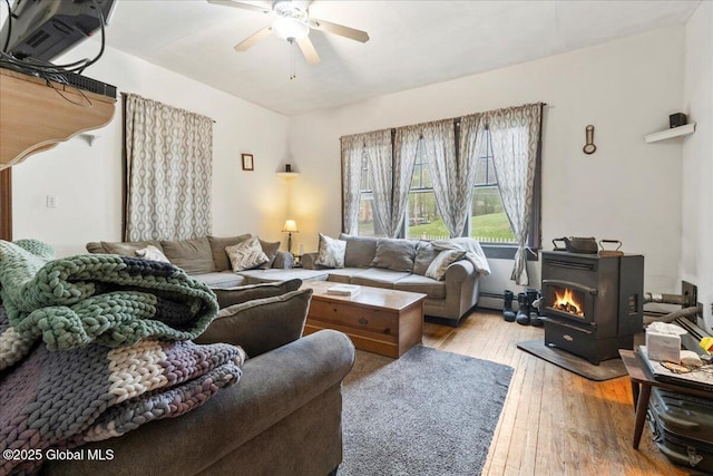 209 Lake Ave, Lake Luzerne, NY 12846 - living area featuring ceiling fan and hardwood / wood-style flooring