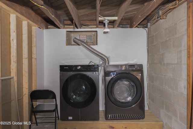 16 Van Heusen St, Colonie, NY 12205 - laundry area featuring washer and clothes dryer and concrete block wall
