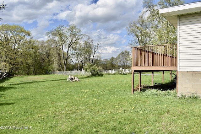 view of yard with a deck