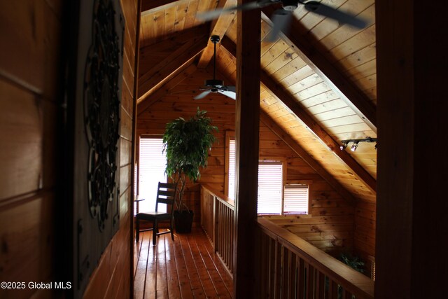 127 Fording Rd, Esperance, NY 12066 - bonus room with wooden walls, wooden ceiling, ceiling fan, and vaulted ceiling with beams