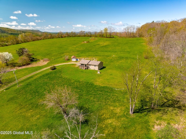 aerial view featuring a rural view