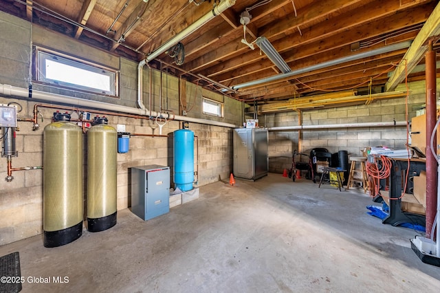 basement featuring concrete block wall