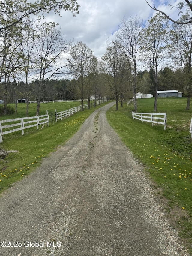 view of road with a rural view
