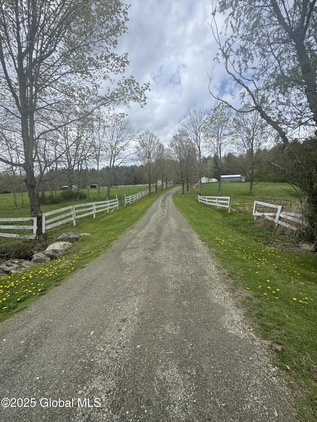 view of road with a rural view