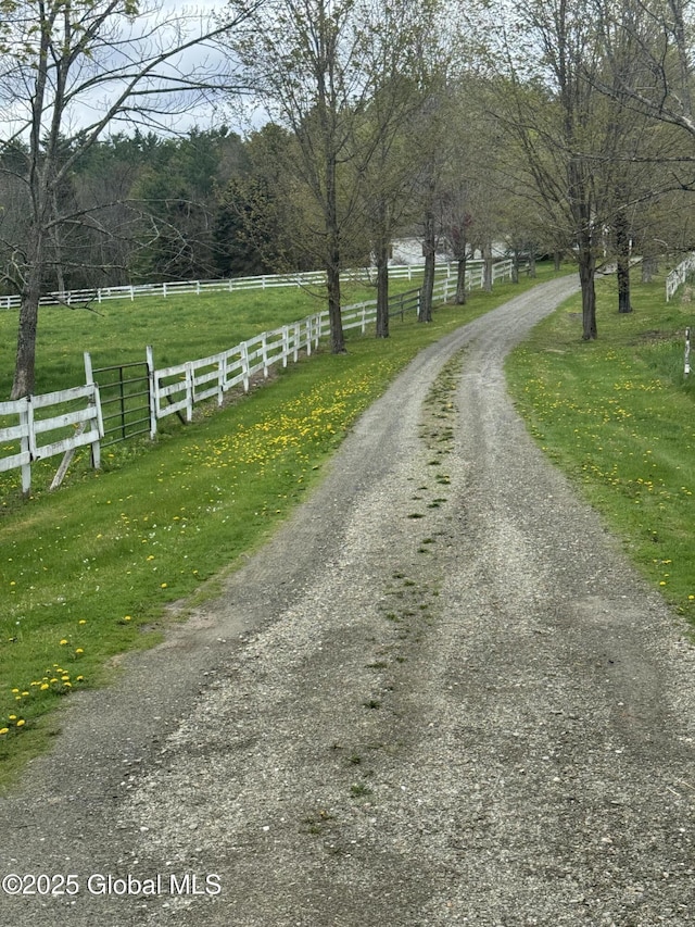 view of street with a rural view