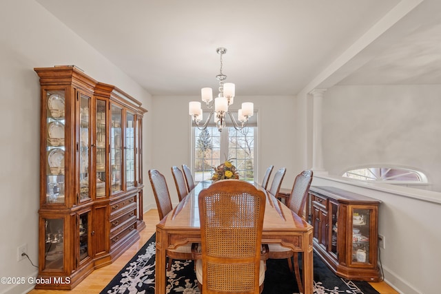 3 Riverside Ct, Stillwater, NY 12170 - dining room featuring light wood-style floors, a chandelier, and baseboards
