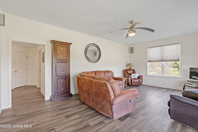 3 Riverside Ct, Stillwater, NY 12170 - living room with ceiling fan, baseboards, and wood finished floors