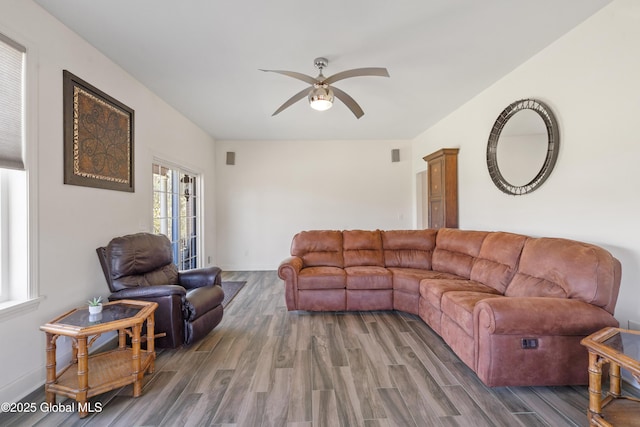 3 Riverside Ct, Stillwater, NY 12170 - living room featuring ceiling fan and wood finished floors