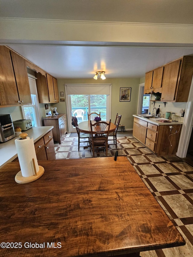 dining space with a toaster