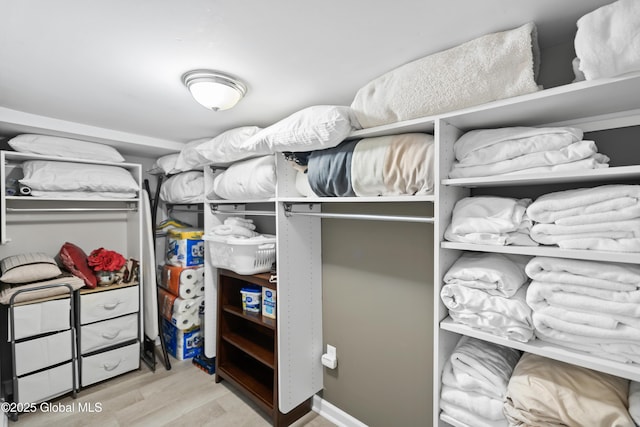 spacious closet with wood finished floors