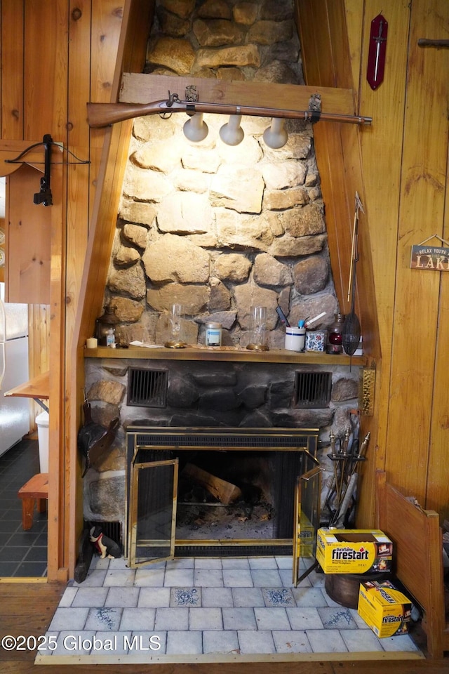 interior details with a fireplace