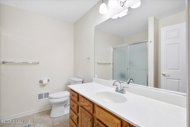51 Treasures Pl, Queensbury, NY 12804 - full bathroom featuring toilet, baseboards, visible vents, a shower stall, and vanity