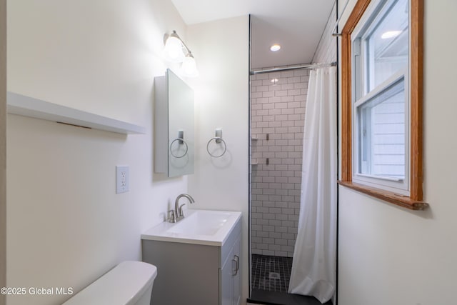 27 Patricia Ln, Saratoga Springs, Inside, NY 12866 - bathroom featuring vanity, a shower stall, toilet, and recessed lighting