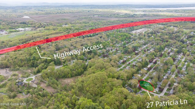 27 Patricia Ln, Saratoga Springs, Inside, NY 12866 - aerial overview of property's location featuring property parcel outlined and a forest