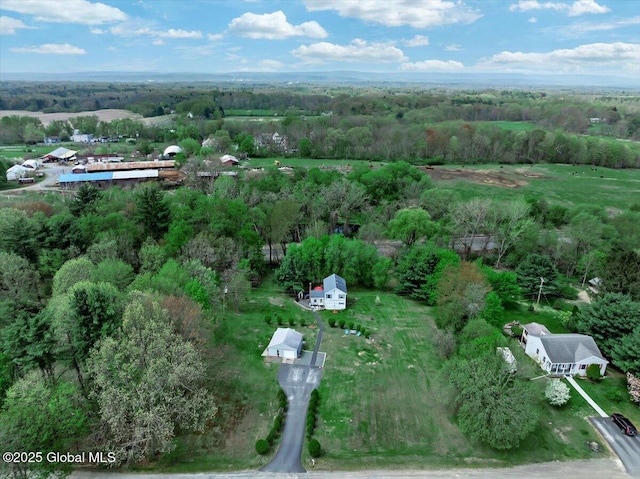 drone / aerial view with a forest view