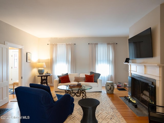 33 Broadway, Rensselaer, NY 12144 - living room featuring wood finished floors, plenty of natural light, and a fireplace with flush hearth