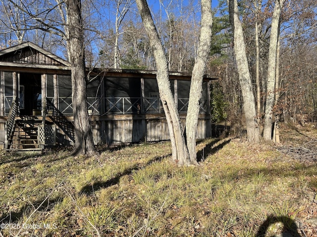 view of yard with stairway