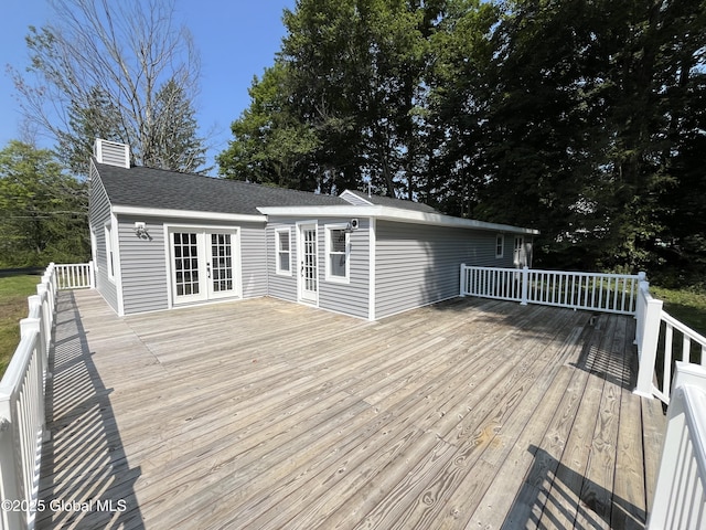 wooden deck with french doors