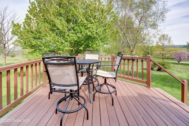 506 Nellis Rd, Palatine, NY 13339 - deck featuring outdoor dining area and a yard