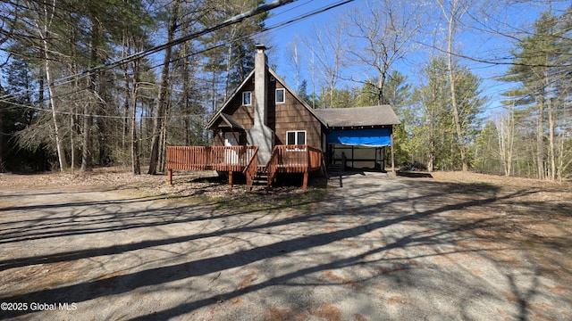 47 Davis Rd, Schroon, NY 12870 - exterior space with roof with shingles and a wooden deck