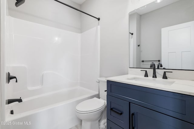 full bathroom featuring vanity, toilet, and shower / bathing tub combination