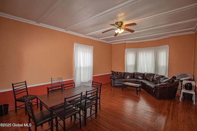 27 Kingsboro Ave, Gloversville, NY 12078 - dining room featuring a wainscoted wall, a healthy amount of sunlight, and wood finished floors