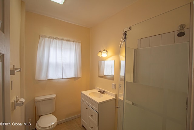 27 Kingsboro Ave, Gloversville, NY 12078 - full bathroom with toilet, tile patterned flooring, vanity, and a walk in shower