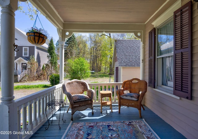 deck featuring a porch