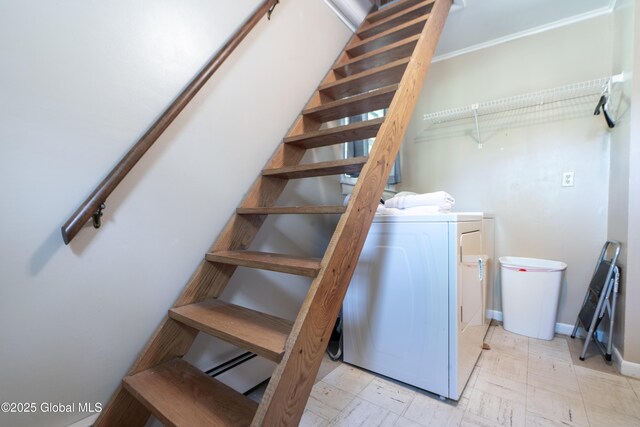 188 Fort Edward Rd, Moreau, NY 12828 - washroom featuring independent washer and dryer, tile patterned floors, and baseboards