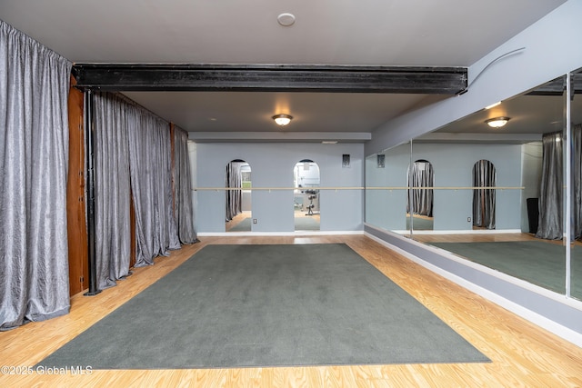 garage with baseboards