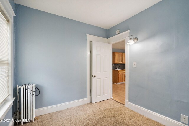 1108 Cutler St, Schenectady, NY 12303 - spare room with a sink, light colored carpet, radiator, and baseboards