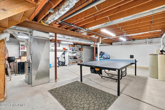 unfinished basement with heating unit