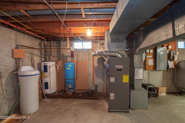 utilities featuring electric water heater and electric panel