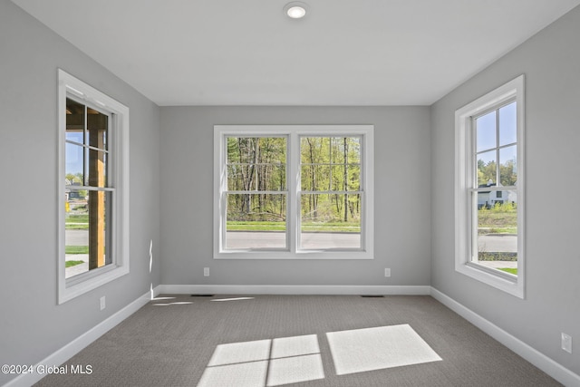 empty room featuring baseboards and carpet