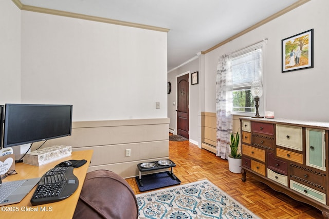 228 Maura Ln, Glenville, NY 12302 - office space with crown molding and a baseboard heating unit