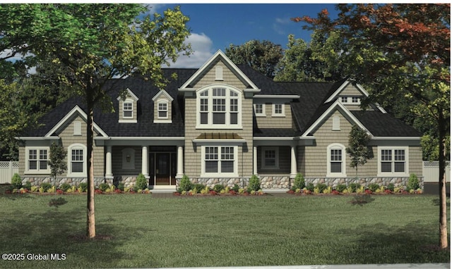 11 Forest Hills Blvd, North Greenbush, NY 12144 - view of front of home with a porch, a front yard, and stone siding