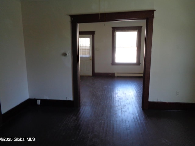 31 Fort Johnson Ave, Fort Johnson, NY 12070 - unfurnished room with baseboards, dark wood-type flooring, and baseboard heating