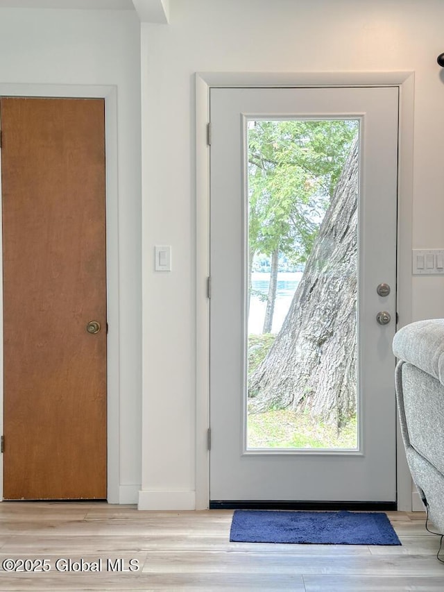 233 Cleverdale Rd, Queensbury, NY 12804 - entryway featuring plenty of natural light, light wood finished floors, and baseboards