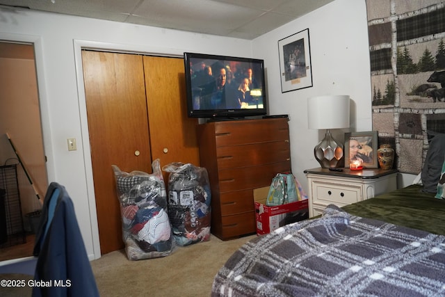 31 Thomas Ave, Hudson Falls, NY 12839 - bedroom with carpet, a paneled ceiling, and a closet