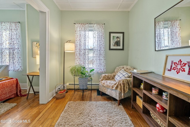 99 Otsego St, Canajoharie, NY 13317 - living area with wood finished floors, baseboard heating, and baseboards