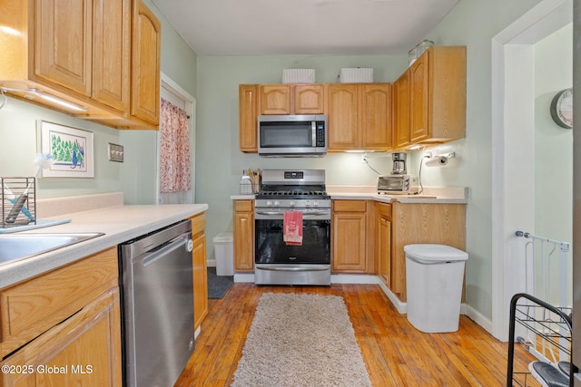 99 Otsego St, Canajoharie, NY 13317 - kitchen featuring stainless steel appliances, light wood-style flooring, and light countertops
