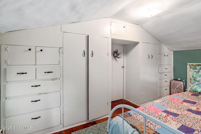 12098 Duanesburg Rd, Duanesburg, NY 12053 - bedroom with lofted ceiling and wood finished floors