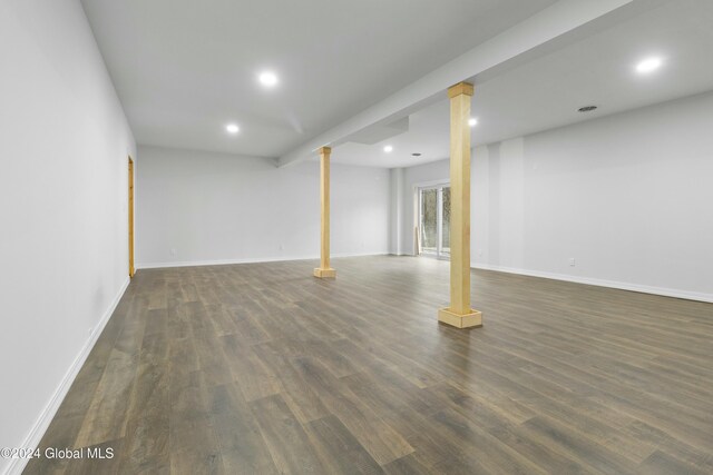 734 Groveside Rd, Pittstown, NY 12028 - basement with dark wood-type flooring, recessed lighting, and baseboards