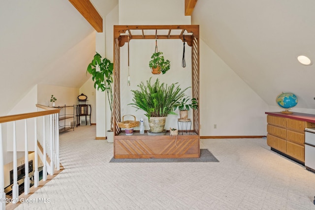 bonus room featuring light carpet and baseboards