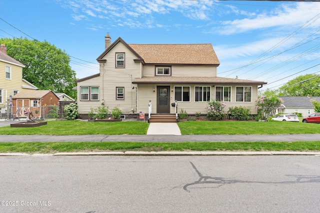 1841 Lenox Rd, Schenectady, NY 12308 - view of front facade with a chimney and roof with shingles