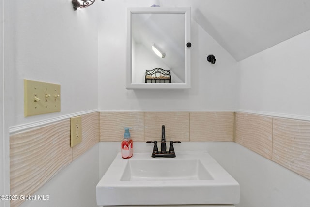 1841 Lenox Rd, Schenectady, NY 12308 - bathroom with a sink and lofted ceiling