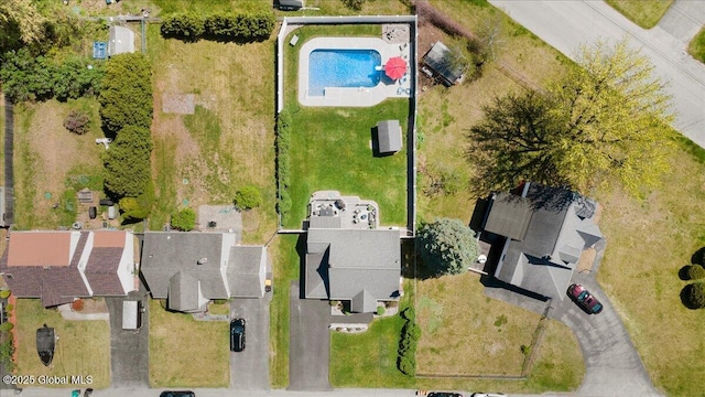 aerial view of a pool
